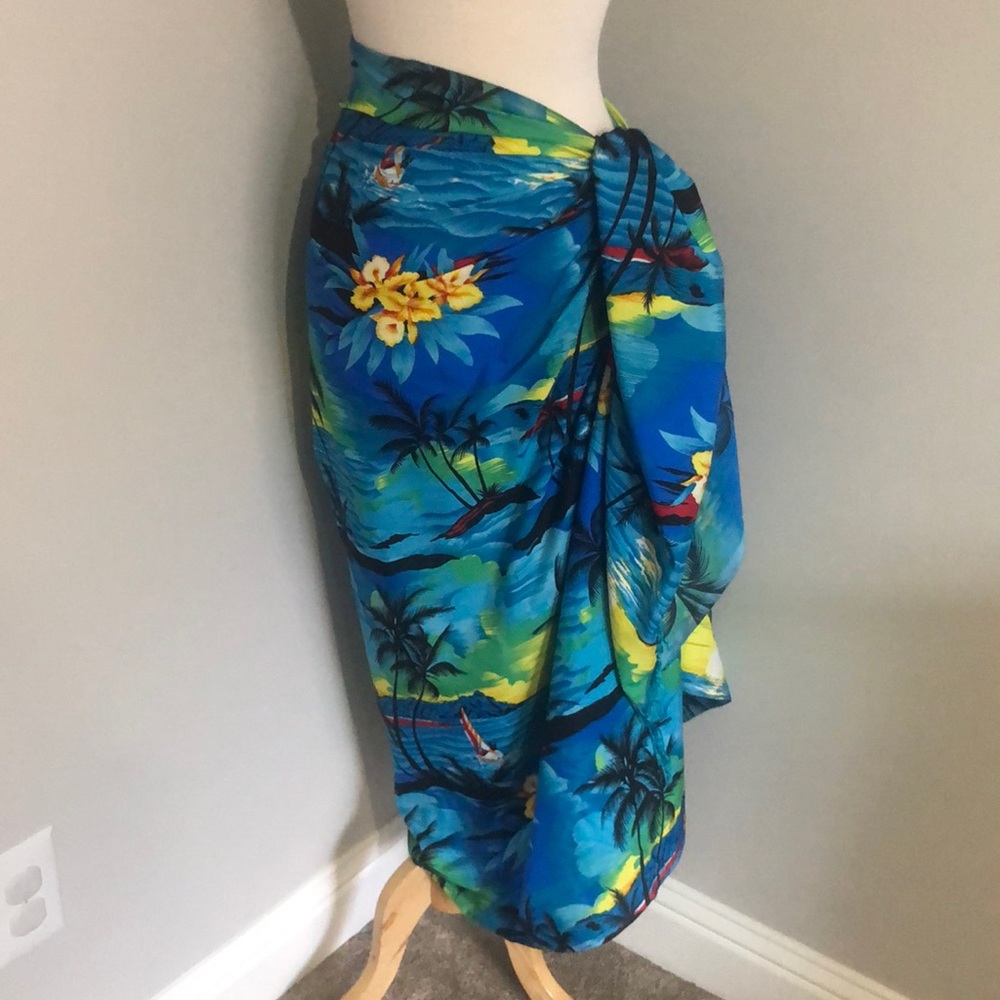Island Expression blue swim coverup wrap